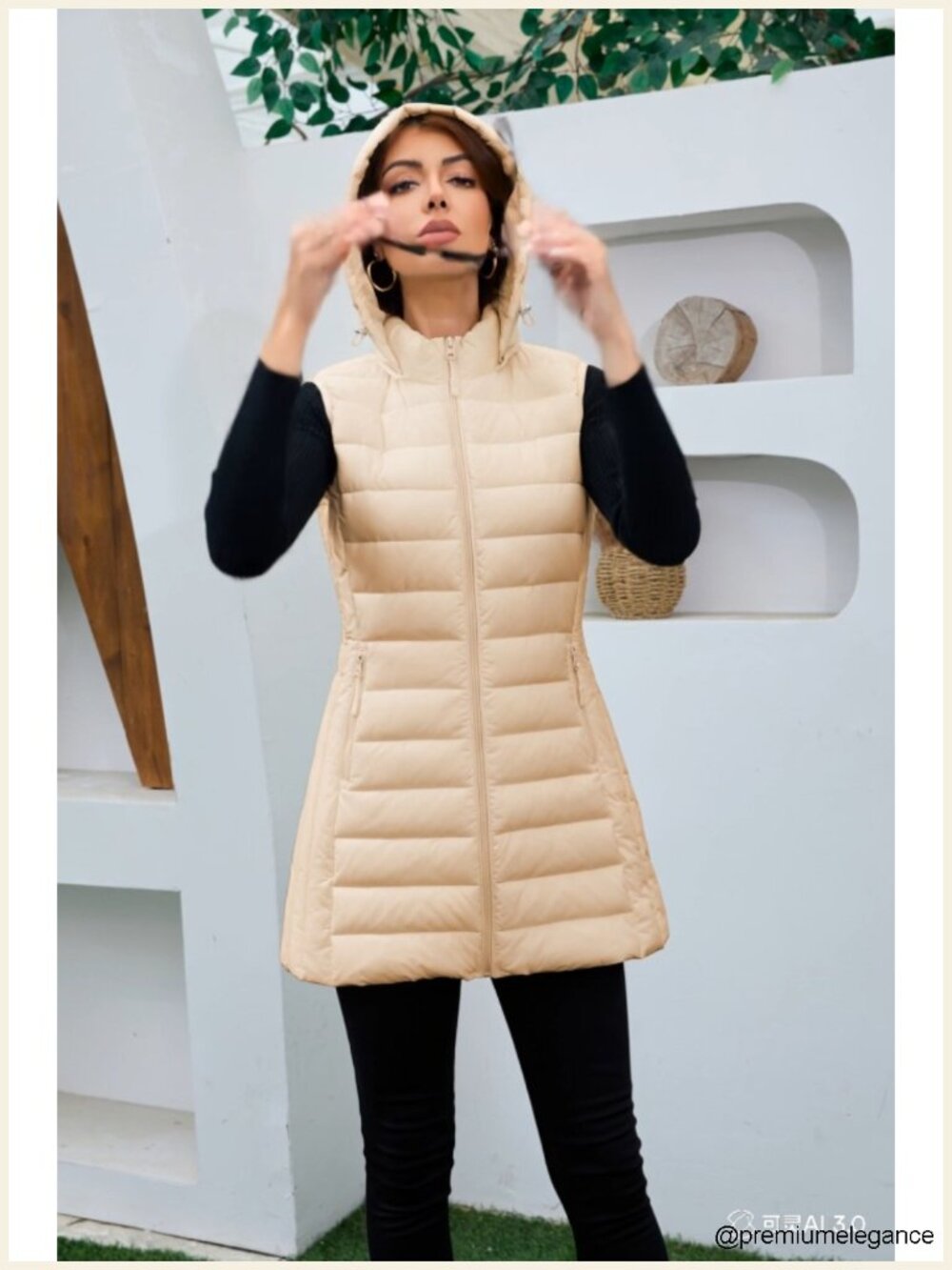 Lightweight Packable Sleeveless Puffer Vest with Detachable Hood for Women - Picture 6 of 6
